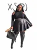 Frauen Plus Size Matte Leder Flare Röcke 7XL Hohe Taille PU Faltenrock 8XL Damen Elegant A-Linie Rock 9XL Streetwear Custom v4Vu #