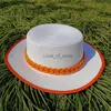 Sombreros de ala ancha Cubo Sombrero de paja plano Protector solar Playa 2023 Cadena de color Elegante Francés Panamá H240330