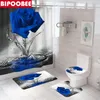 Tende da doccia Tenda rosa blu Copri coperchio del WC Tappetino da bagno Spruzzi d'acqua Fiore Bagno Tappeto antiscivolo Piedistallo Tappeto Decorazioni per la casa