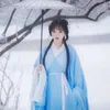 blue Hanfu Suit Chinese Traditial Clothes For Women Adult Ancient Princ Fairy Costumes TV film stage wear Lg Robe A1Ro#