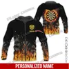 Women's Hoodies Darts Player Personaliserat namn 3D Tryckt Herr Dragkedja Hoodie Autumn Unisex Casual Zippe Pullover For Lover Gift DK583