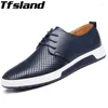 Прогулочная обувь Tfsland 2024 Мужские удобные сетчатые кожаные летние дышащие кроссовки на плоской подошве с отверстиями