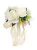 silk Wedding Bouquets Holding Frs Artificial Natural Rose Wedding Bouquet White Champagne Bridesmaid Bridal Party Z5UM#