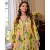 Etnische Kleding 2024 Marokkaanse Vrouwen Abaya Moslim Hijab Jurk Turkije Vintage Bloemenprint Kaftan Ramadan Dubai Jurken Party Arabische Gown