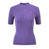 Women Sweters 3019 2024 Runway Spring Summer Marka w tym samym stylu Purple Crew Szyjka z krótkim rękawem