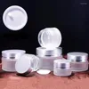 Opslag Flessen Ontwerp Vorst Glas Make Up Zalfpotje Pot Containers Met Uv Glanzende Zilveren Dop Witte Pad 15g 30g 50g LX3157