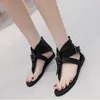 Casual Shoes Punk Fashion Thong Sandals Flat Plus Size Beach Belt Buckle Gothic Summer Wide Heels Women