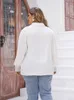 Gibsie Plus Size Swiss Dot Hollow Out Camisa blanca Mujer LG Manga Fi Tops sueltos Primavera Blusas de un solo pecho Camisas l5bW #