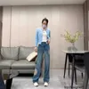 Projektant Nanyou Wysokiej jakości Xiaoxiang New Women's Polka Dot Full Print Chinese Style Haftowane dżinsowe spodnie Bfnu