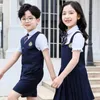 Enfants japonais coréen uniforme scolaire maternelle primaire 90-160 cm garçon fille gilet gilet cravate Dr ensemble vêtements costume E1vA #