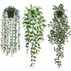 装飾的な花3PCS人工鉢植え植物偽の吊り下げ緑の葉の福音植物の盆栽