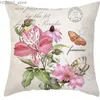 Kudde 45x45cm Vintage Flower Series Hold Case Polyester vardagsrum soffa Stol Kudde omslag Party Hemdekoration Y240401