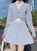 Japon école pull hiver col en V JK uniforme femmes cardigan jupe rose ensembles Lg manches tricoté manteau étudiant fille cosplay 2023 15rc #