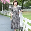 Casual Dresses Elegant Print A-Line Dress for 2024 Women Party Summer Short Sleeve Kne-Length Tulle Robe Femme Vestidos