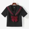 suit Sailor Skirts Anime Uniform School Top Orthodox Class Student Style Girl Cosplay College BLACK Korean Japanese 60w5#