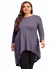 plus la taille Lg manches Casual Hi Low Blouse Lg Loose Fit Flare Printemps Automne Swing Tunique Tops Grande Taille Vêtements T-shirt 6XL y1bG #