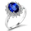 2024 Top Sell Wedding Rings Fashion Jewelry 925 Sterling Silver Oval Cut Blue Sapphire Emerald Diamond Party Women Flower Princess Ring For Mother Day Gift