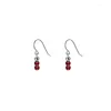 Boucles d'oreilles pendantes JYJIAYUJY en argent Sterling S925 crochet goutte 3mm grenat rouge naturel mode bijoux hypoallergéniques à la mode cadeau AYE838