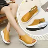 Dress Shoes Summer Women Sandals Platform Wedges Leather Swing Peep Toe Casual Walk Flats Size 42