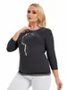 Lih Hua Women's Plus Size Spring Spring Chic Pullover for Chubby Women's Cott Fi Pullover A8BD#