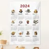 Gobeliny kalendarz ściany sypialni Wysokiej jakości miękki pranie 2024 TOBESTRY 12 miesięcy stylowego pokoju