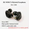 Kopfhörer D2 MMCX Hybrid -Ohrhörer 1BA + 1DD HiFI -Ohrhörer Made Made Stereo MMCX Kopfhörer Sport DJ Monitor Headset Rauschabstündung IEM