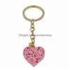 Keychains Lanyards 2st Metal Hollowed Form Keychain med Bell for Women Girl Key Colorf Keyring Accessories R231005 Drop Deli DHQKT