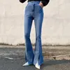 Jeans pour femmes 2024 Femmes coréennes Y2K Taille haute Flare Bleu Mode Indie Side Split Denim Pantalon 90s Esthétique Slim Sexy Crayon Pantalon