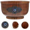 Bowls Evil Eyes Pattern Wood Bowl Container Decorative Wooden Milk