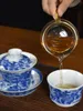 Teaware set Jingdezhen blå och vit porslin hästsko cup master keramik stor presshand te prov enstaka hushåll