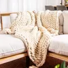 Одеяла SAMIAH LUXE бежево-белое массивное вязаное одеяло 50x60 для декора в стиле бохо