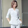 women Fi Spa Hotel Beauty Sal Uniforms Manicurist Beautician Workwear Cross Neck Top Loose Pants Beautician Uniform AS186 X7vy#