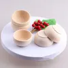 Bowls 4pcs Unfinished Wooden Playthings Bowl Crafts Durable DIY Face Mask Mixing Anti -fall Sauce Dollhouse