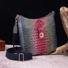 fi New Women's Rainbow Spliced Crocodile pattern Single Shoulder Crossbody saddle bucket Bag vip luxury bag 25color G6QO#