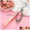 Klasyna Smycze Creative Fruit Blakein Luminous Watermelon Key Ring Prezent dla kobiet Para torby samochodowej Łańcuchy R231003 Drop D Dhkpe