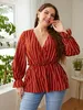 women's Elegant Blouses Cott Loose Stripe Korean Collar Foreigned Style Commuter Shirt Lg Sleeve Plus Size Female Clothing c78x#