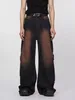 Men's Jeans REDDACHIC Retro Studded Pintuck Baggy Aesthetic Y2k Gradient Washed Straight Wide Leg Pants Casual Hiphop Streetwear