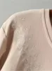 بالإضافة إلى حجم ملابس النساء الخريف/الشتاء LG قميص تي شيرت سميكة من النوع الثقيل للبلوزات الصلبة O-العنق مع التطريز الكلاسيكي C7EP#