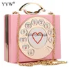 Totes YYW Caja de moda Bolsas de noche Amores Carta Bolso de embrague Mini Alivio Acrílico Bolso de lujo Banquete Fiesta Monedero Bolso de hombro para mujer H240330