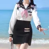 Koreańska seksowna żeńska mundur mundur różowy krawat biała top bodyc spódniczka japońskie mundury szkolne dziewczyny jk cos cos coss kobiety w1fk#