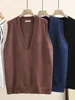 4XL Frühling Frauen Pullover Weste Plus Größe Pullover Fi Casual Kleidung Sleevel V-ausschnitt Abdecken Garn Stricken Kurve Jumper O9WU #