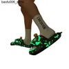 Sandals Christmas Night Glow Shark Slide EVA Platform Wearing 4cm Thick Bottom Soft Step Pumpkin Beach Shoes Outside Home Bathroom Q240330