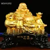 Şanslı Para Reçinesi Bigbellied Maitreya Buddha Çin tarzı fengshui heykel ev süsleri oturma odası dekorasyon zanaat süsü 240325