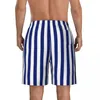 Shorts masculinos com design náutico, verão vertical, azul marinho, listras, calças curtas, secagem rápida, calções de banho casuais