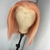 Nxy Vhair Pruiken Rongduoyi Licht Oranje Bob Synthetisch Zijdeachtig Kort Natuurlijk steil haar Kanten Voorkant Pruik voor Zwarte Vrouwen Cosplay Make-up Dragen 240330