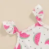 Clothing Sets Born Baby Girl Summer Clothes Set Sleeveless Watermelon/Floral Print Strap Romper And Shorts Lovely 2PCS Toddler Outfits