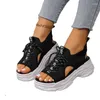 Sandaler Platform Flats Mesh Women Sport Shoes Sneakers Summer 2024 Casual Walking Fashion Lace Up Beach Mujer Zapatos