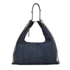 Luxo desgin senhoras denim corrente bolsa de ombro azul feminino aleta bolsa menger saco casual axilas bolsa feminina 57z6 #