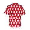 Мужские повседневные рубашки, гавайская рубашка, отпускные белые блузки с рождественской елкой, элегантная мужская одежда с праздничным принтом и коротким рукавом Y2K, забавная одежда
