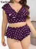 0xl - 4XL Bolinhas Biquíni Tamanho Grande Swimwear Plus Size Mulheres Maiô Feminino Duas peças Biquíni conjunto Banhista Maiô V3745 c56w #